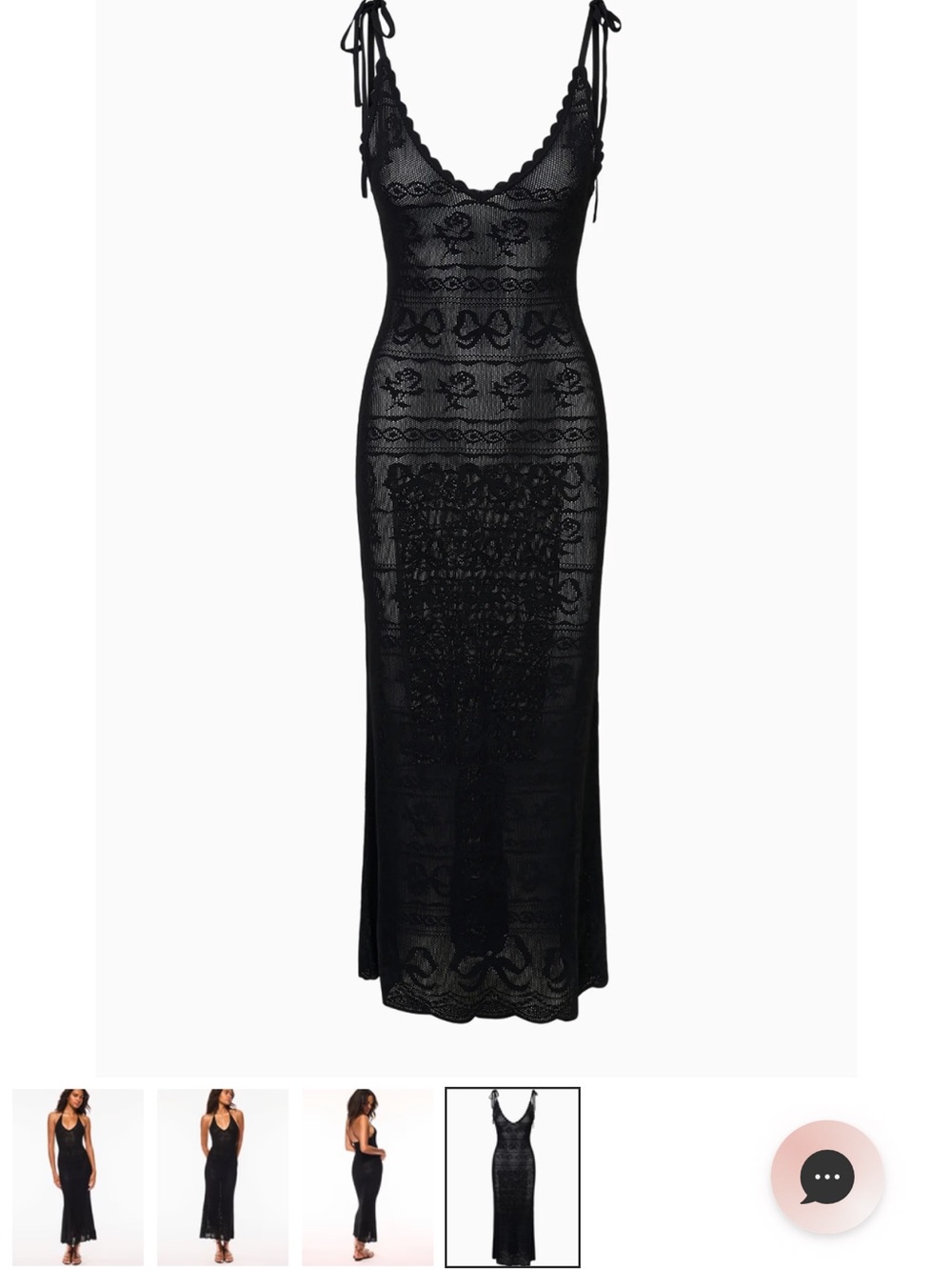 LoveShackFancy Black Lace Halter Maxi Dress with Scalloped Trim - Picture 4 of 4